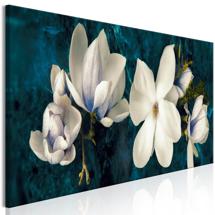 Tablou canvas Artgeist, Premium print - Avant-Garde Magnolia, 1 piesa, Narrow Turquoise - 150 x 50 cm