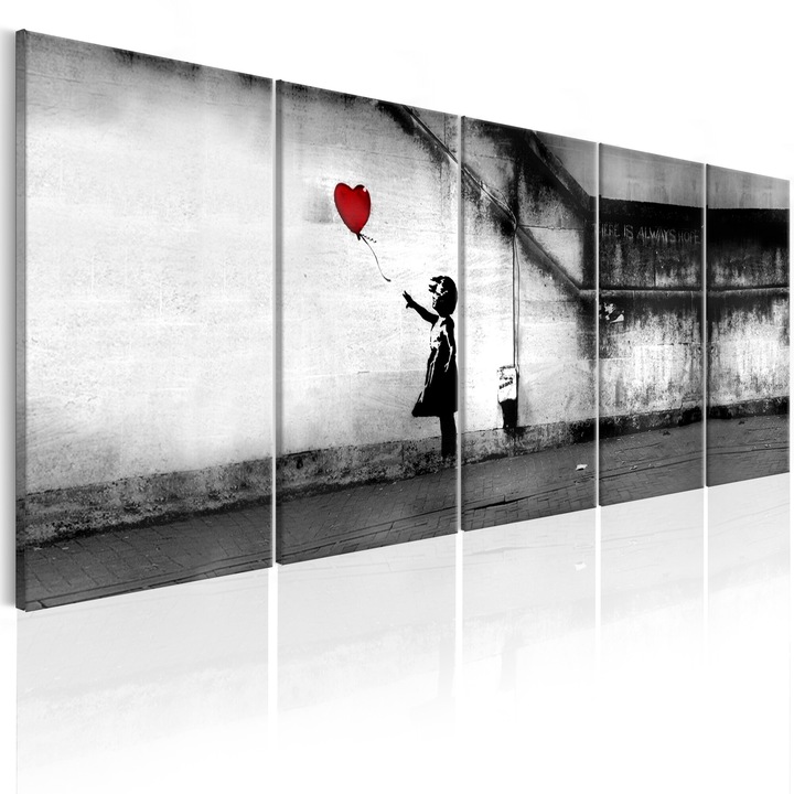 Tablou canvas Artgeist, Premium print - Banksy: Runaway Balloon - 225 x 90 cm