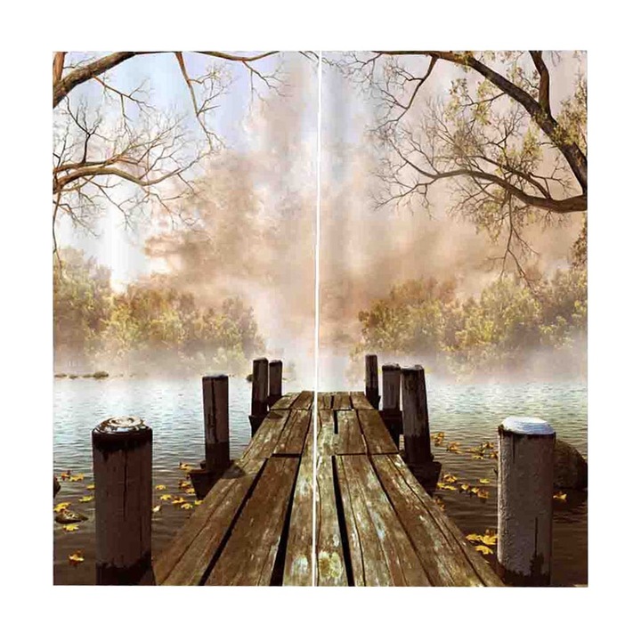 Perdea Bizaical, set 2 bucati, 170x200cm, poliester, design modern, blocare lumina, multicolor