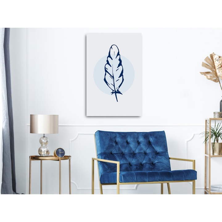 Artgeist vászonkép, Prémium nyomat - Kék toll, 1 darab, Függőleges - 60 x 90 cm