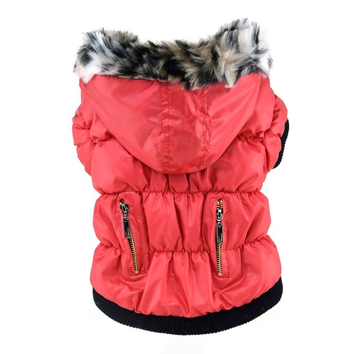Piros kabát cipzárral kutyáknak M 28 cm hosszú