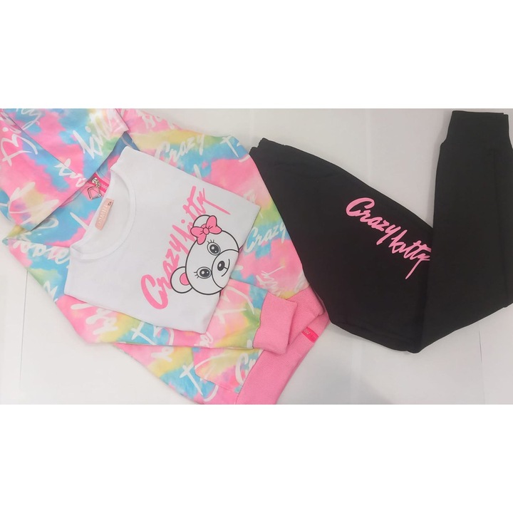 Trening copii trei piese, multicolor, bumbac, 16 ani