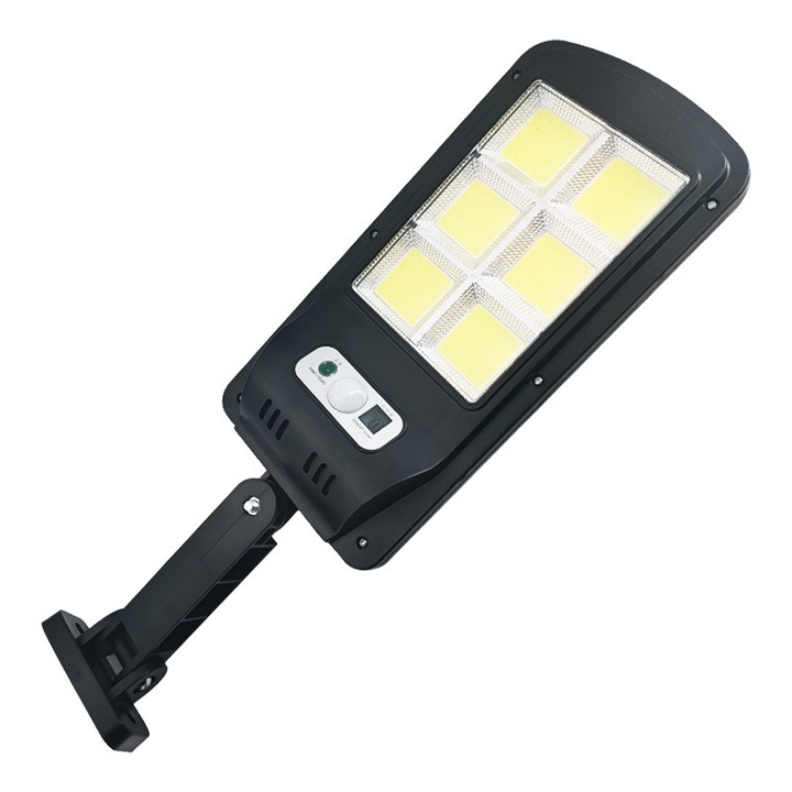 Lampa Solara De Exterior LED toolsy, 36 cm x 11.5 cm, 2880 Lumeni 120 COB LED 24 W - echivalent 192 W bec incadescent, IP65, Senzor de Miscare, Senzor de Lumina, 6 Grile, Alb Rece