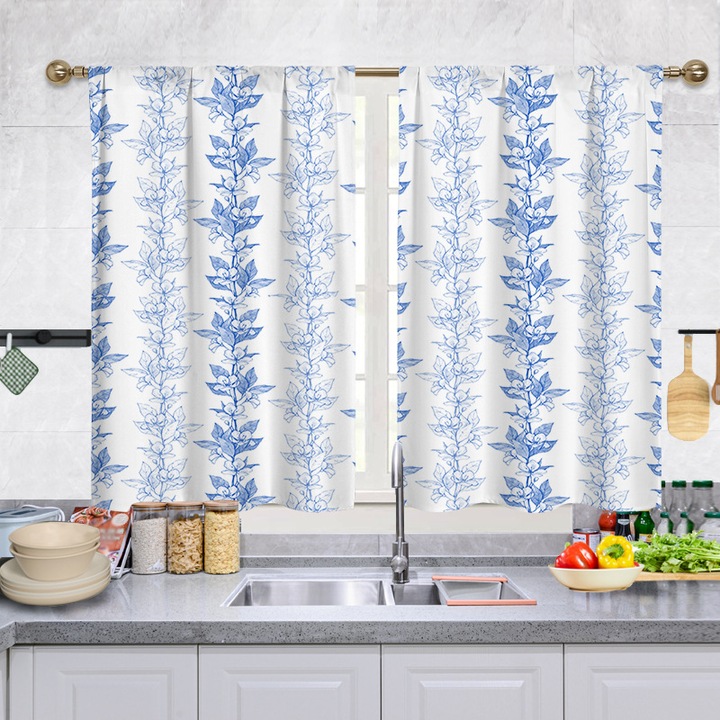 Дигитален печат Кухненски завеси Ресторант Трапезария Къса завеса за прозорец без перфорация