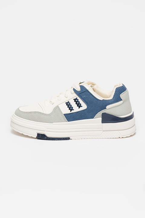 MUSK, Pantofi sport din piele ecologica cu model in doua nuante, Gri deschis/Albastru inchis/Alb murdar