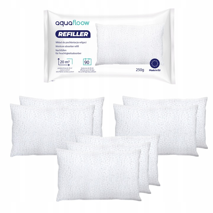 7 db-os Univerzális nedvességelnyelő utántöltő készlet, 250g, AquaFlow Refill