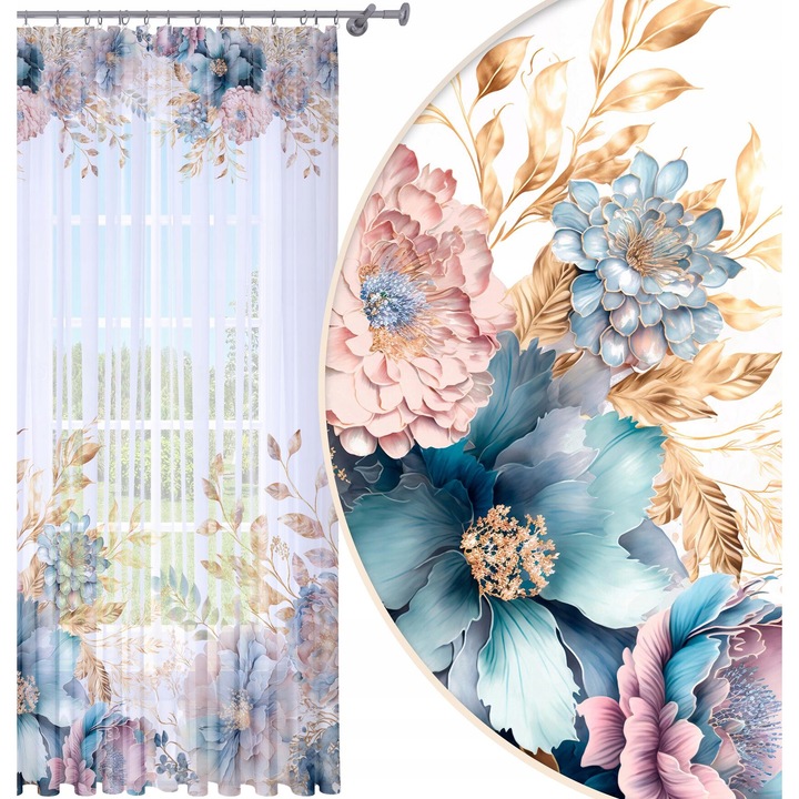 Perdea Gata Confectionata, Homeview, FKS150, Rejansa, Tiv, Bride, Poliester, Voal, Simpla, Multicolor, 140x250 cm