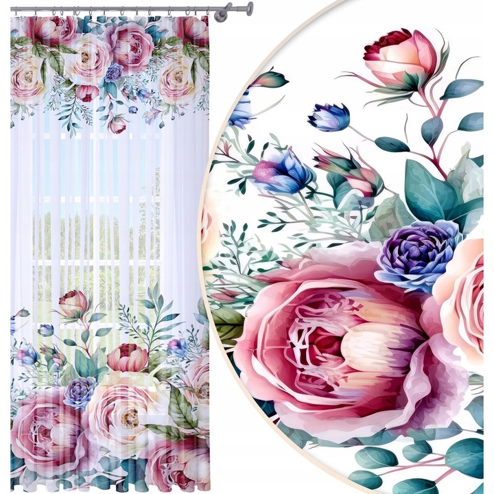 Perdea Gata Confectionata, Homeview, FKS201, Rejansa, Tiv, Bride, Poliester, Voal, Simpla, Multicolor, 140x250 cm