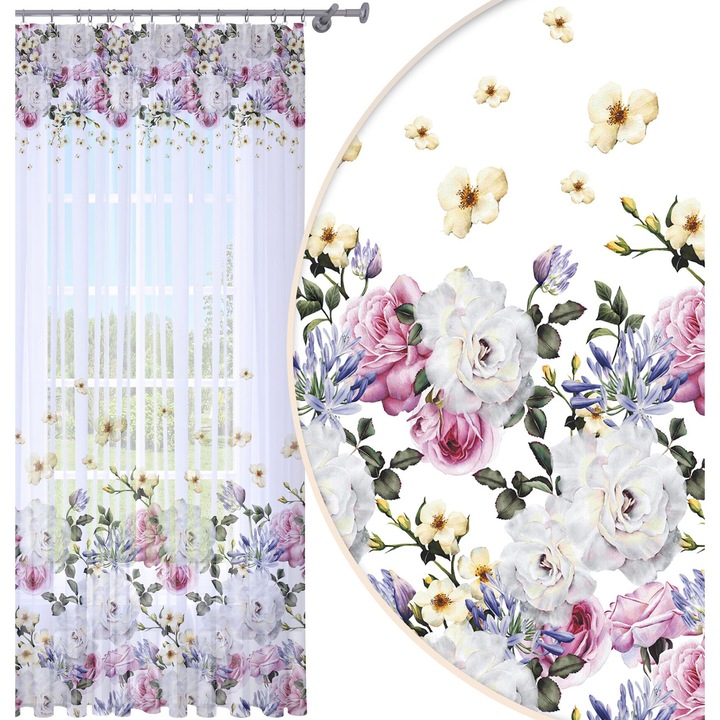 Perdea Gata Confectionata, Homeview, FKS010, Rejansa, Tiv, Bride, Poliester, Voal, Simpla, Multicolor, 140x250 cm