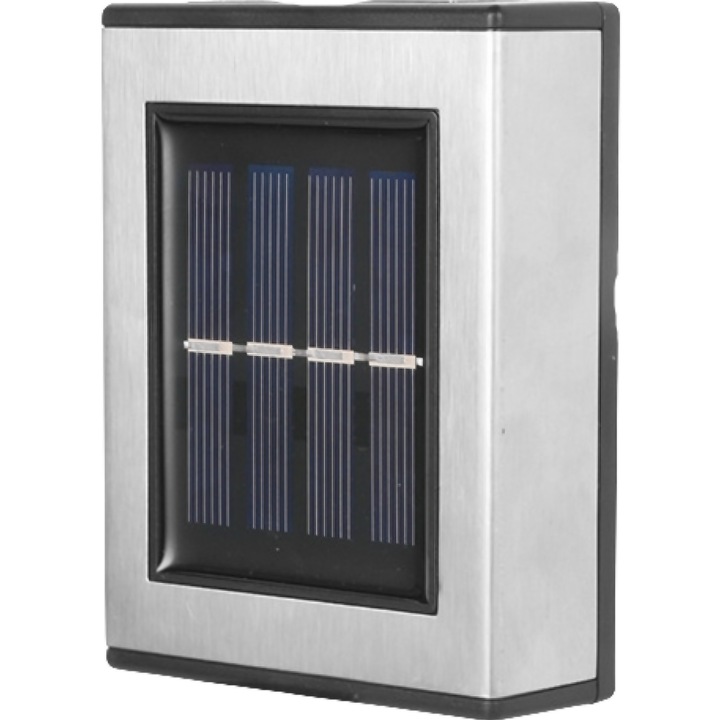 Aplica solara LED toolsy, ABS/Policarbonat, rezistenta la apa IP65, pentru trepte, borduri, terasa, 1.2V, 600mah, 10 x 7.5 x 3 cm, lumina alb calda, negru