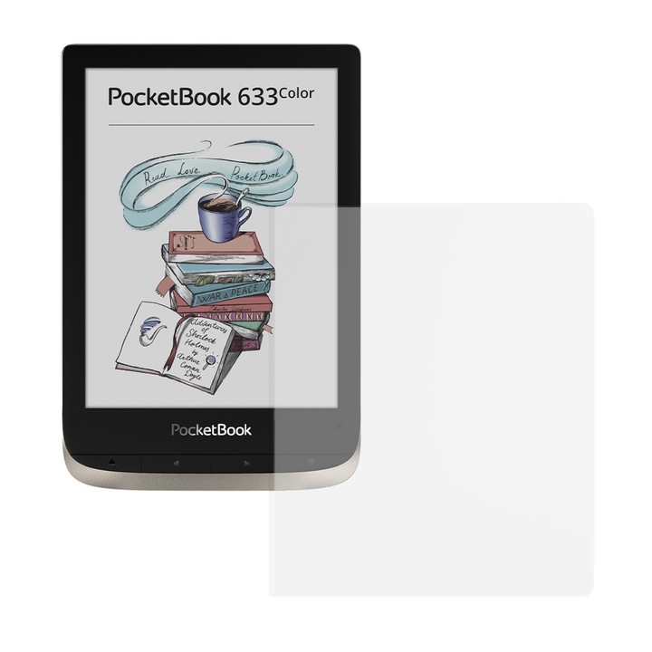 Szilikonfólia Pocketbook 633 színeshez, e-olvasó védelem, újragenerálható, tisztaság 99%, nagy felbontású, megakadályozza az ujjlenyomatokat és a port, ütésálló, átlátszó