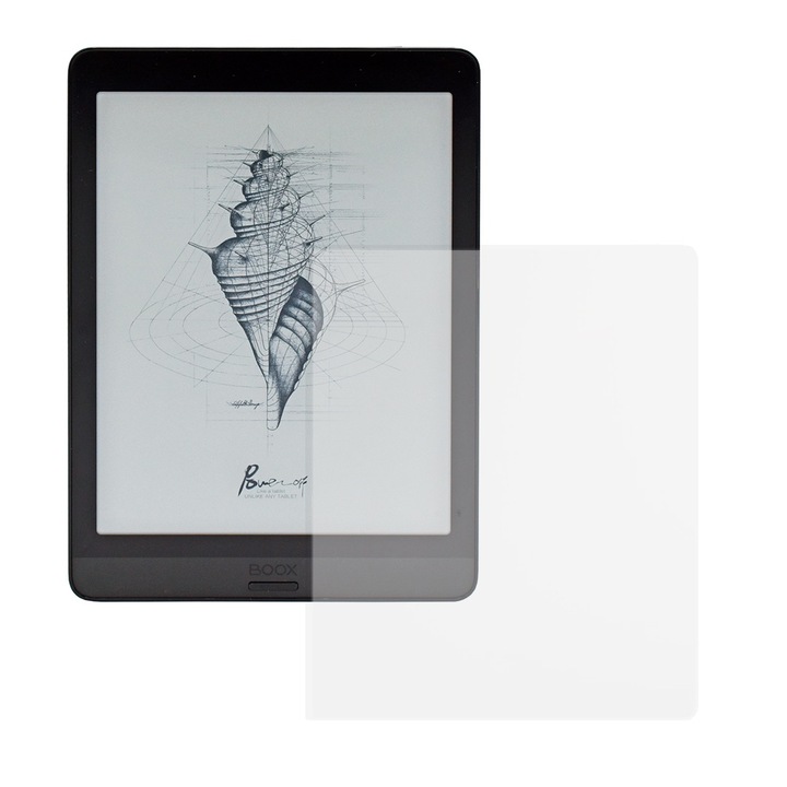 Folie de Silicon pentru Onyx Boox Nova 3, E-reader Protect, Regenerabila, Claritate 99%, High Definition, Previne amprentele si praful, Anti-Soc, Transparent