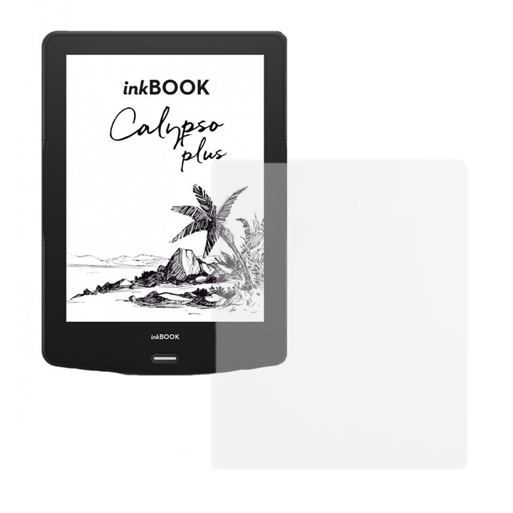 Folie de Silicon pentru inkBOOK Calypso Plus, E-reader Protect, Regenerabila, Claritate 99%, High Definition, Previne amprentele si praful, Anti-Soc, Transparent