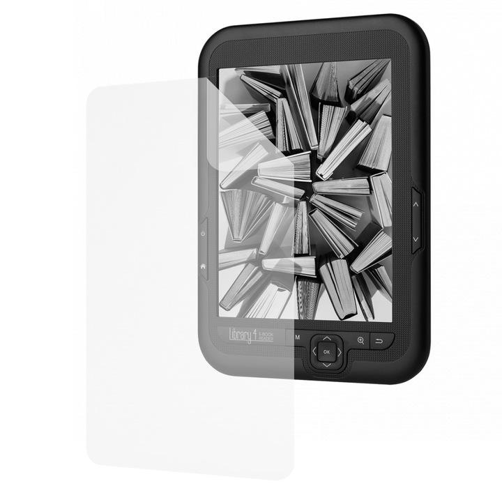 Folie de Silicon pentru Kruger&Matz Library 4, E-reader Protect, Regenerabila, Claritate 99%, High Definition, Previne amprentele si praful, Anti-Soc, Transparent