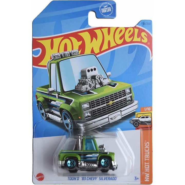 Hot Wheels fémautó, Toon'd '83 Chevy Silverado, zöld, 1:64