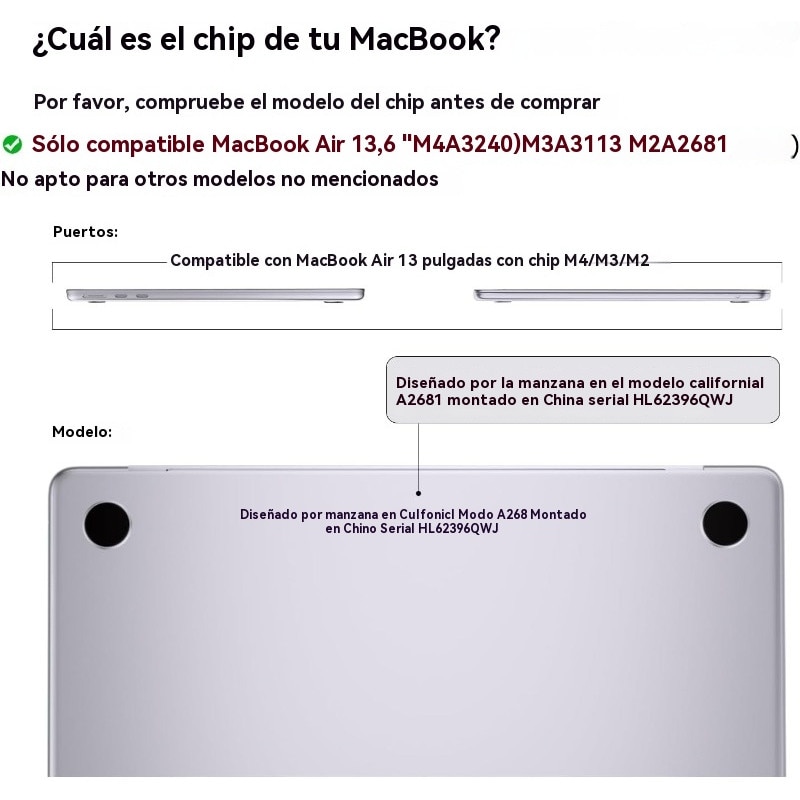 Husa pentru laptop, 13.6", Compatibila cu carcasa MacBook Air de 13 inchi 2025 2024 2023 2022 M4 A3240 M3 A3113 M2 A2681, gri