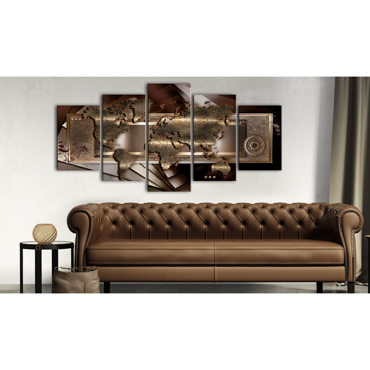 Tablou canvas 5 piese - Harta castanelor - 100x50 cm