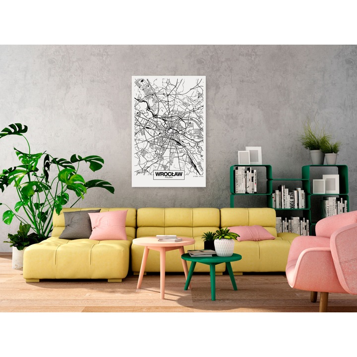 Картина върху платно Artgeist, Premium принт - City Plan: Вроцлав, 1 част, Вертикална - 60 x 90 см