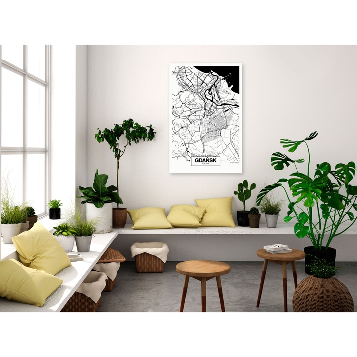 Artgeist vászonkép, prémium nyomat - Várostérkép: Gdańsk, 1 részes, függőleges - 60 x 90 cm