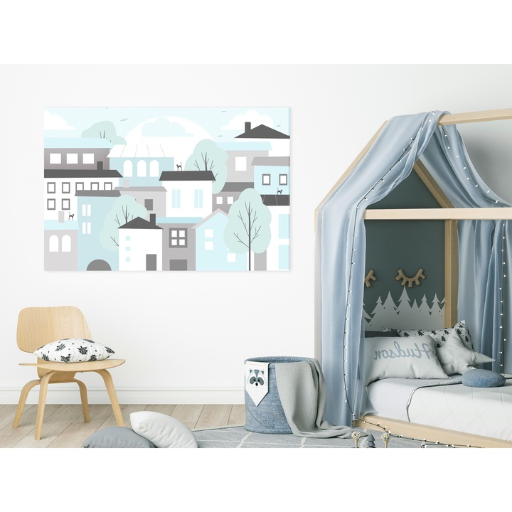 Tablou Artgeist, Canvas italian - Colorful Town, 1 piesa, Wide - 30 x 20 cm