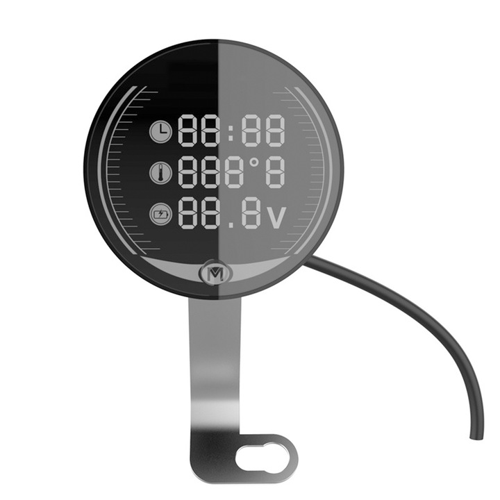 Дигитален термометър за мотоциклет 9-24V, волтметър, USB функция, малък размер