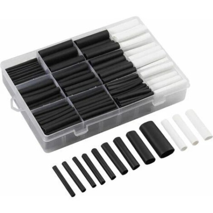 Kit de tuburi termocontractabile Enforose, 333 bucati, rezistenta la temperaturi ridicate, protectie mecanica, cutie de depozitare transparenta