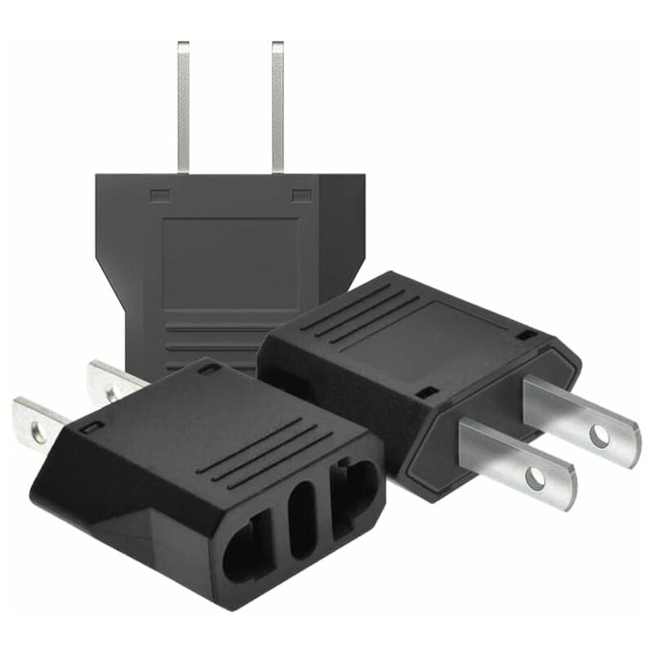 Adaptor priza universal set 3 piese, 110-250V, 6A, alb, 9.5x5.5x3.2cm