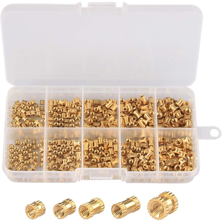 Set piulite AMRINUGL, M2/M2.5/M3 Filet mama, din alama, pentru piese imprimare 3D, 200 buc