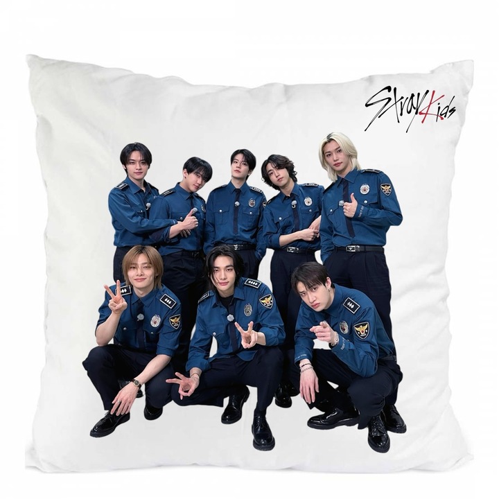 Személyre szabott stray kids stay kpop band párna, poliészter, fehér, 40 x 40 cm