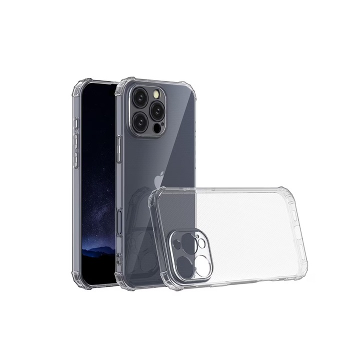 iPhone 16 Pro-val kompatibilis Mat-Tech védőburkolat, Kameravédelem, Ütésálló sarkok, Pontos kivágások, Ütésállóság, Megemelt élek a képernyő védelméért, Átlátszó