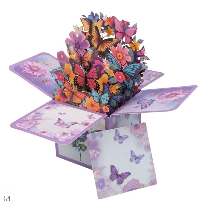 Cutie patrata exploziva 3D – fluturi si ornamente florale - model 3