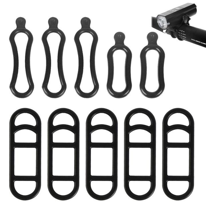 Suporturi din silicon pentru ciclism, Enforose, set de 10, negru