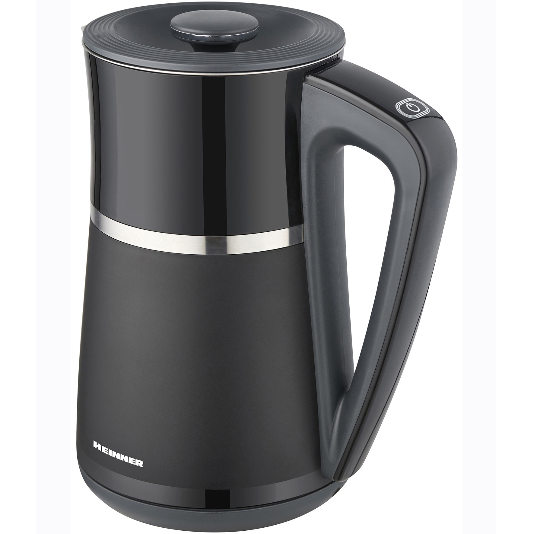 Fierbator electric Heinner HEK-D22002WBK, 1850-2200w, capacitate 1.7l, afisaj LCD, comanda electronica, oprire automata, 5 trepte de temperatura (40/60/80/90/100°C), negru