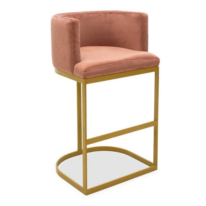 Бар стол Viv Model, Powder Pink/Gold, 54x50x95 см