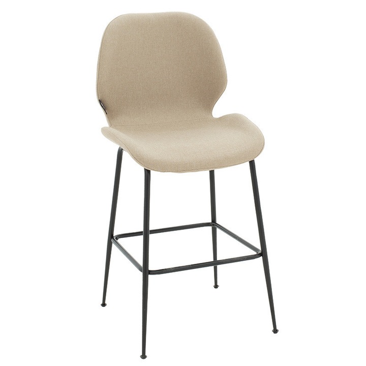 Scaun de bar Model Impel, Negru/Bej, 48x61x103 cm