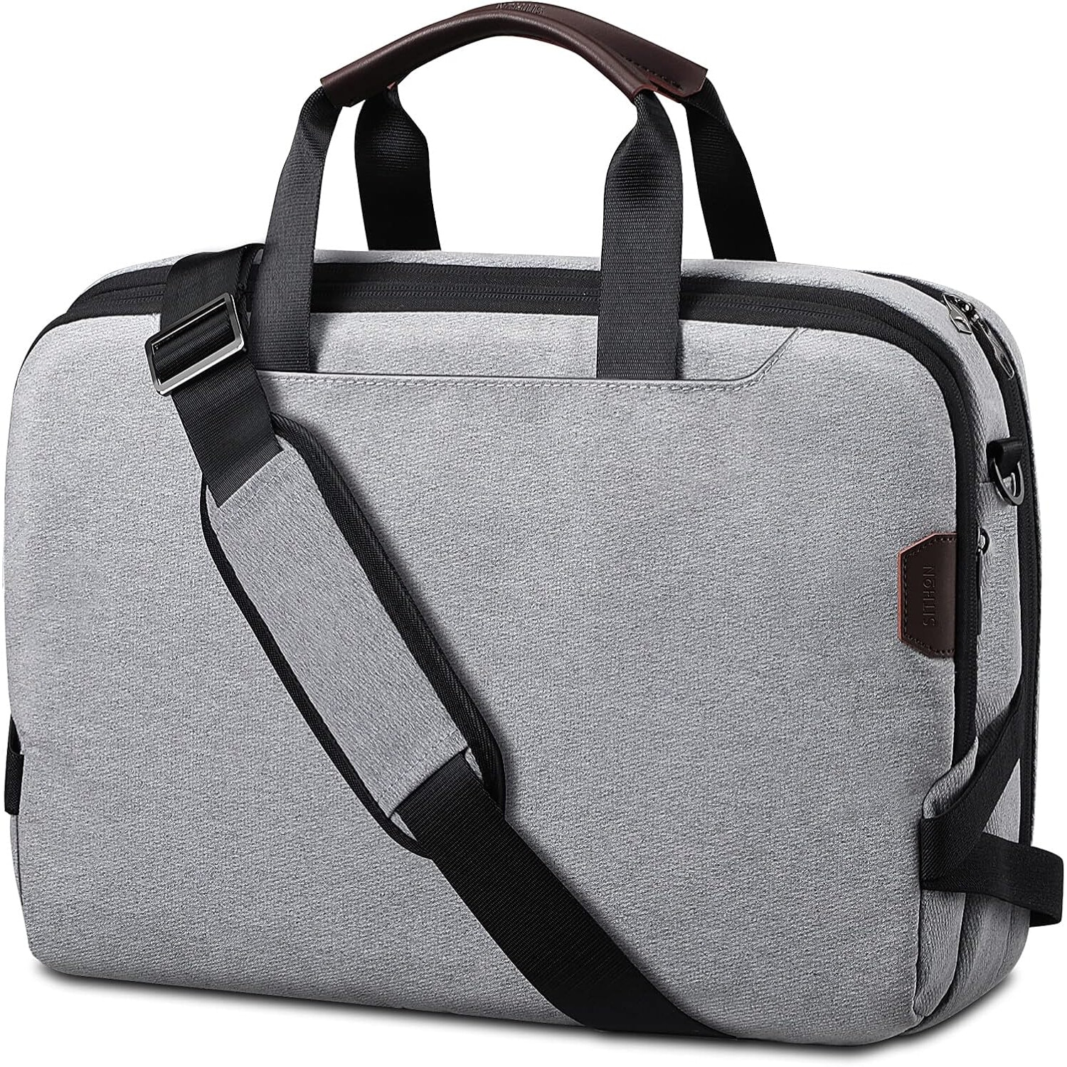 Geanta laptop, SITHON, 4 compartimente, impermeabila, gri, 41x28x11cm