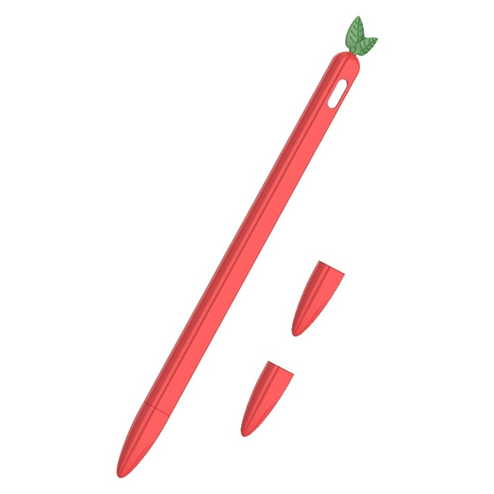 Силиконов калъф за Apple Pencil 2, дизайн плодове, Zeaicos, мека защита, ягода