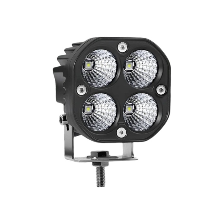 Proiector LED Off-Road, AutoREY®, 40W 4000LM, 6000K Cu 4 LED-uri XHP50, Fascicul Larg Tip Flood, Alimentare 12V-24V, Carcasa Aluminiu Rezistenta, Protectie IP67, Rezistent La Apa Si Conditii Extreme, Iluminare Puternica Pentru SUV, ATV, Camion, Utilaje