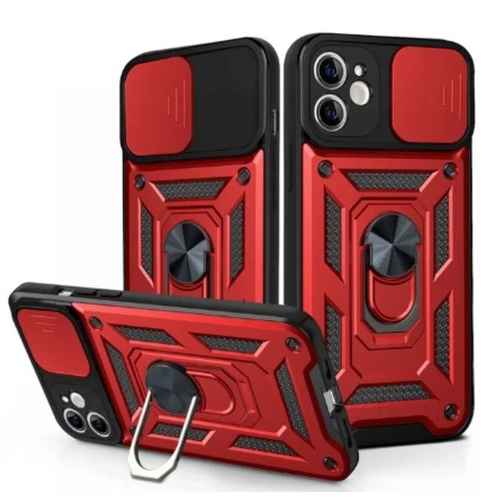 Калъф Red Armor със стойка RingStand и защита на плъзгача на камерата за Motorola Edge 50 Ultra / X50 Ultra - TPU и PC материал
