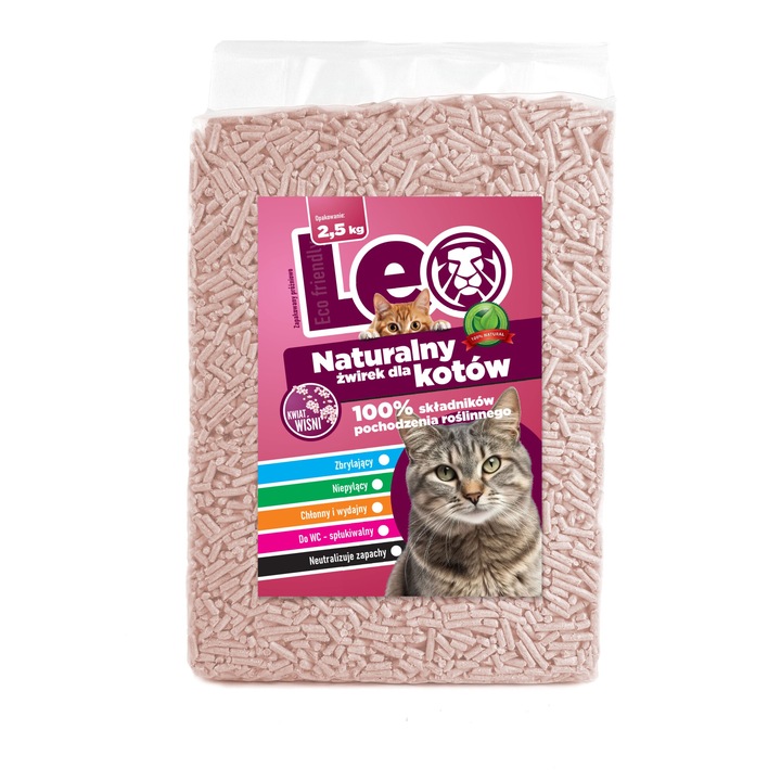 Котешка тоалетна Leo, evado, черешов цвят, 6 броя, естествена, екологично чиста