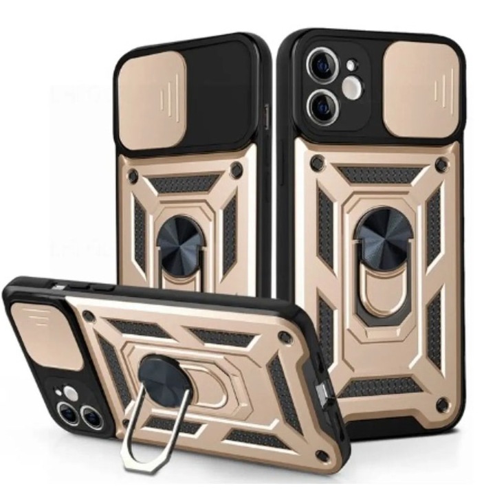 Калъф Gold Armor със стойка RingStand и защита на плъзгача на камерата за Motorola Edge 50 Ultra / X50 Ultra - TPU и PC материал