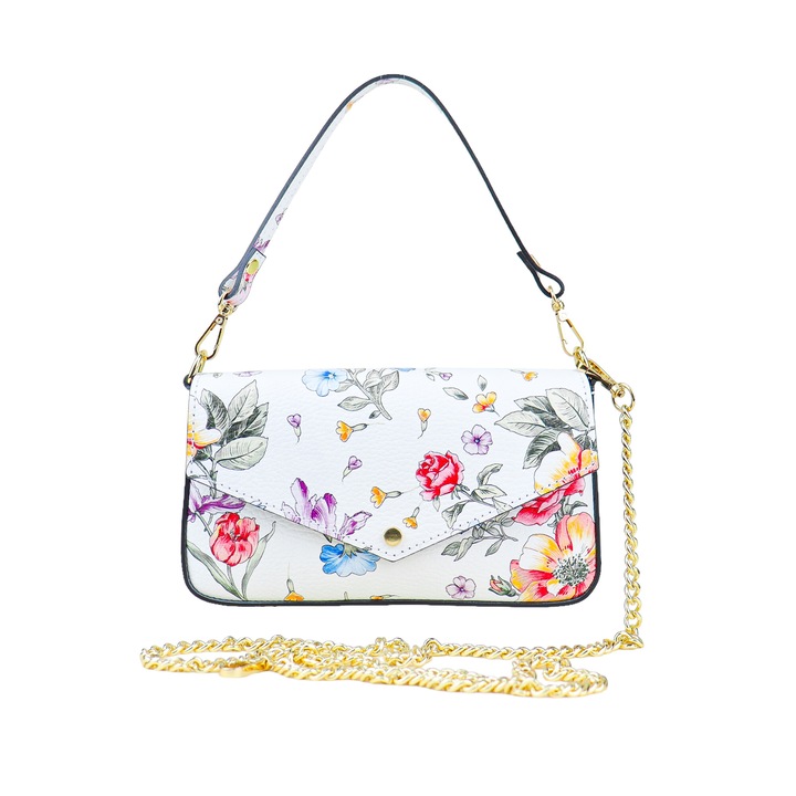 Moranti női táska, natúr bőr, tarka, mintás