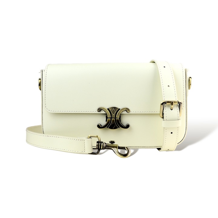 Női Moranti természetes bőr táska, ekrü, mintával, méretei 102x119cm