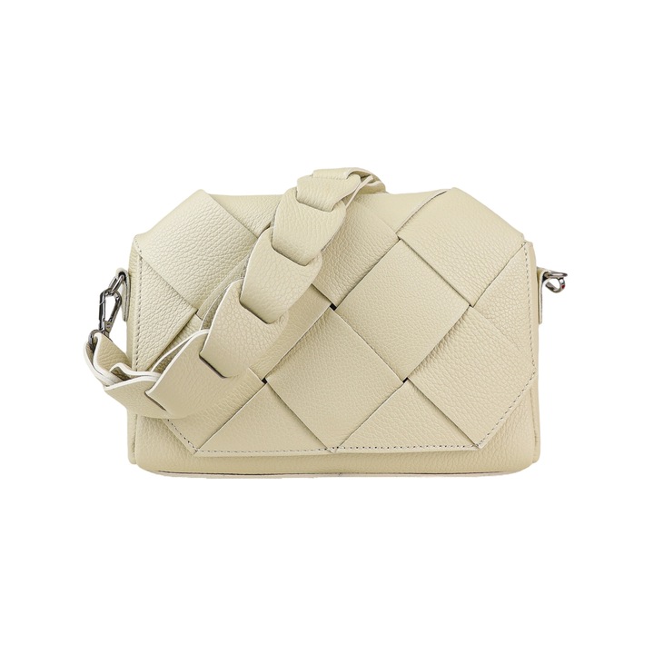 Moranti női táska természetes bőrből, durva textúrájú modell, bézs, méretei 66x124cm, két pánttal