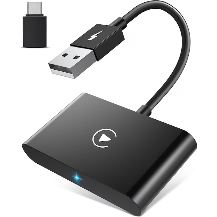 Adaptor auto wireless pentru iPhone, Plug and Play, 5GHz, negru, 13x6x1.5cm