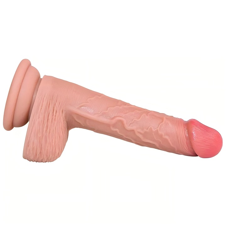 Valósághű dildó tapadókoronggal, orvosi szilikon, 21,5x10x7,6 cm, bézs