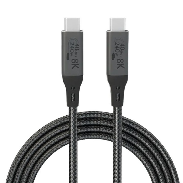 Кабел за данни 100 см USB 4.0 Staryon® Модел 2024 UHD, Тип CC, 8K@60Hz 4K@144Hz, Бързо зареждане 240W, Пренос на данни 40Gbps, Съвместим Thunderbolt 3/4, PD захранване 48V 5A