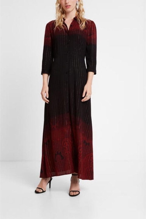 Rochie Desigual 20SWVWX8, Negru/Bordeaux