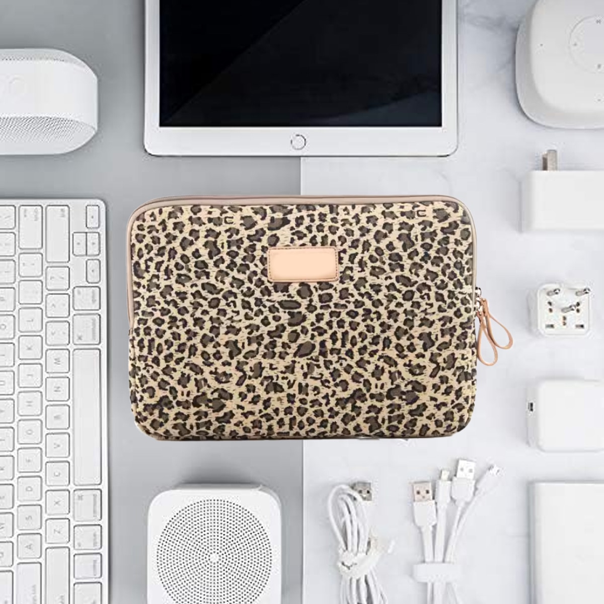 Geanta laptop BGHYHYHI, imprimeu leopard