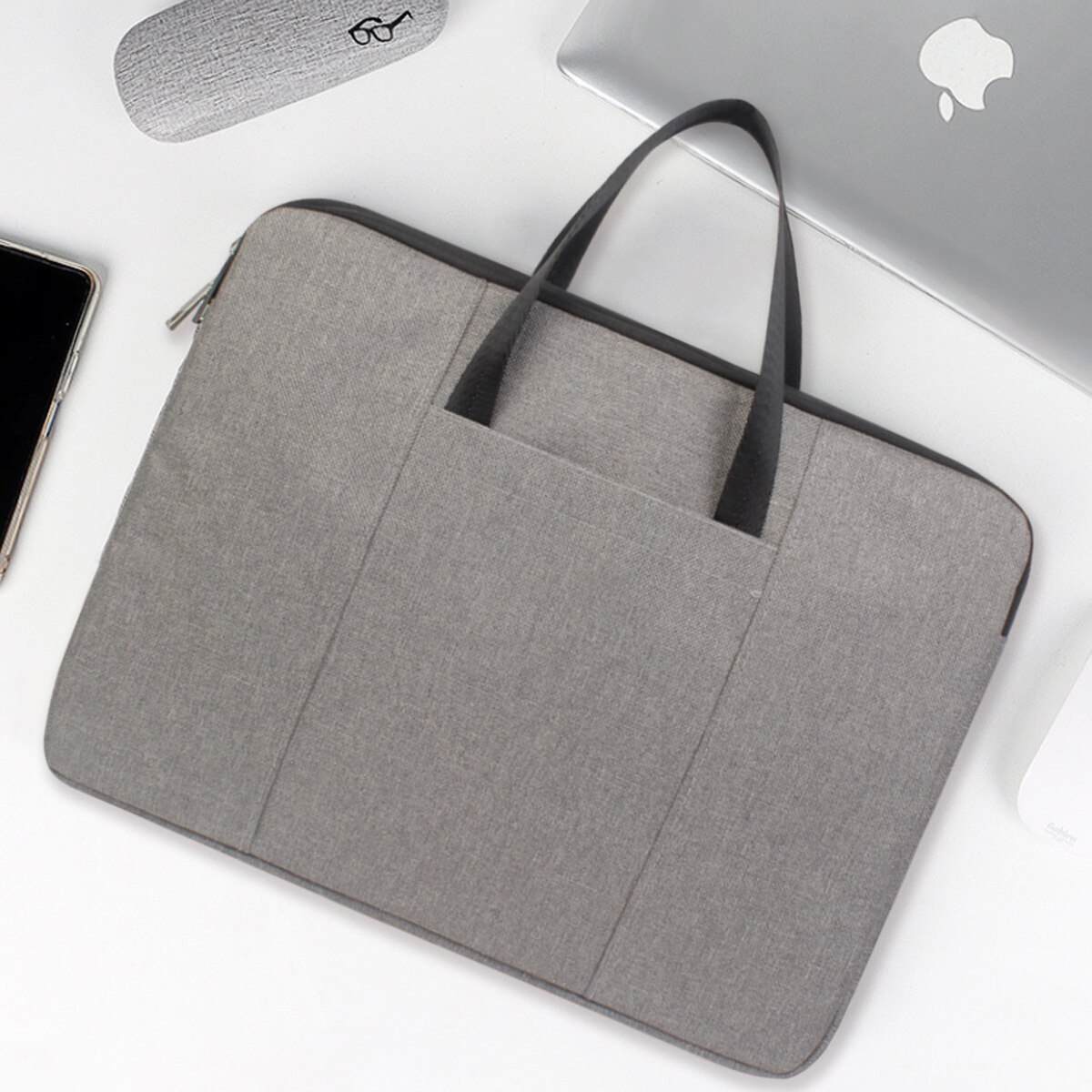 Husa pentru laptop, husa de protectie impermeabila, geanta de transport pentru laptop gri deschis